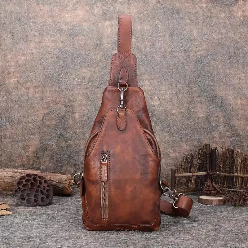 Small Women's Leather Crossbody Sling Bag Chest Bag For Women