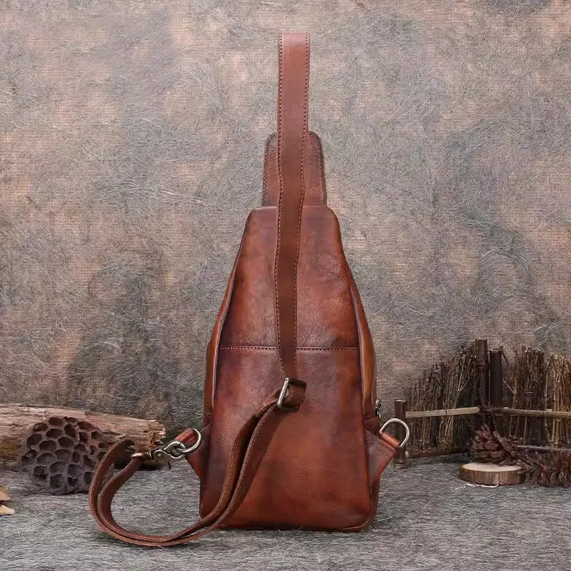 Small Women's Leather Crossbody Sling Bag Chest Bag For Women