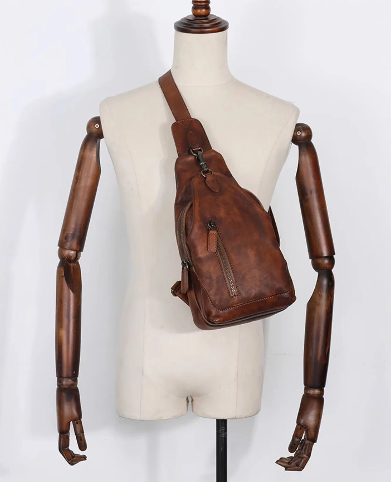Small Women's Leather Crossbody Sling Bag Chest Bag For Women