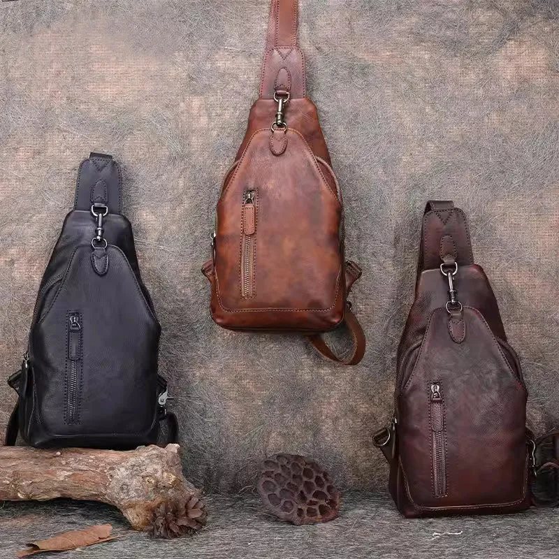 Small Women's Leather Crossbody Sling Bag Chest Bag For Women