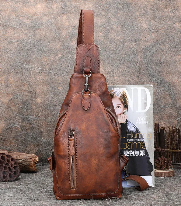 Small Women's Leather Crossbody Sling Bag Chest Bag For Women