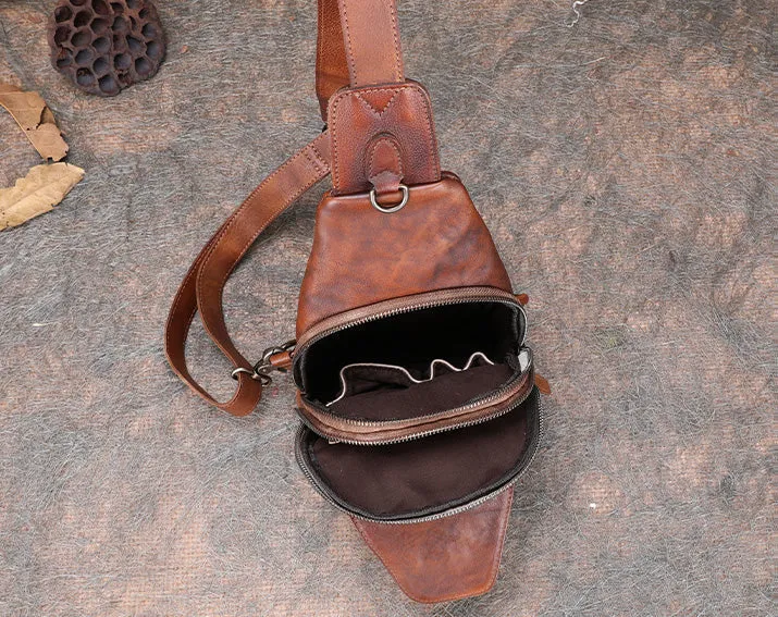 Small Women's Leather Crossbody Sling Bag Chest Bag For Women