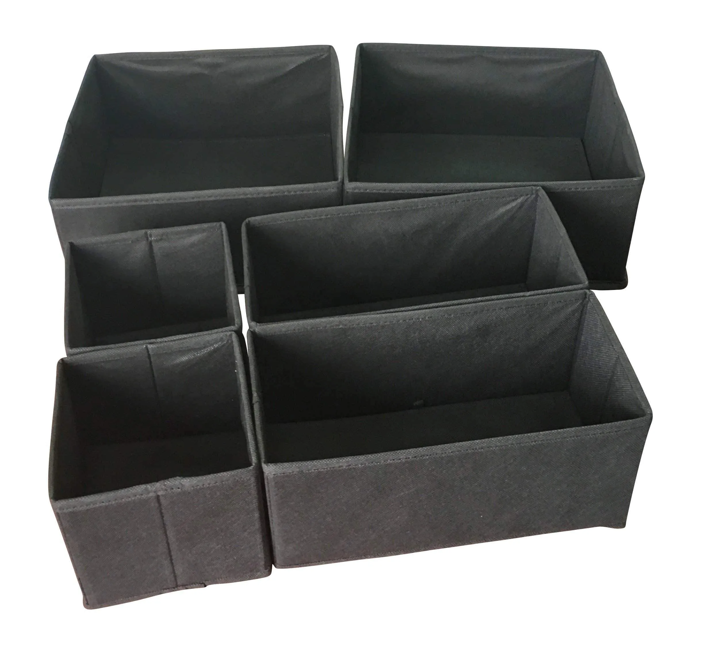 Sodynee Foldable Cloth Storage Box Closet Dresser Drawer Organizer Cube Basket Bins Containers Divider with Drawers for Underwear, Bras, Socks, Ties, Scarves, 6 Pack, Black