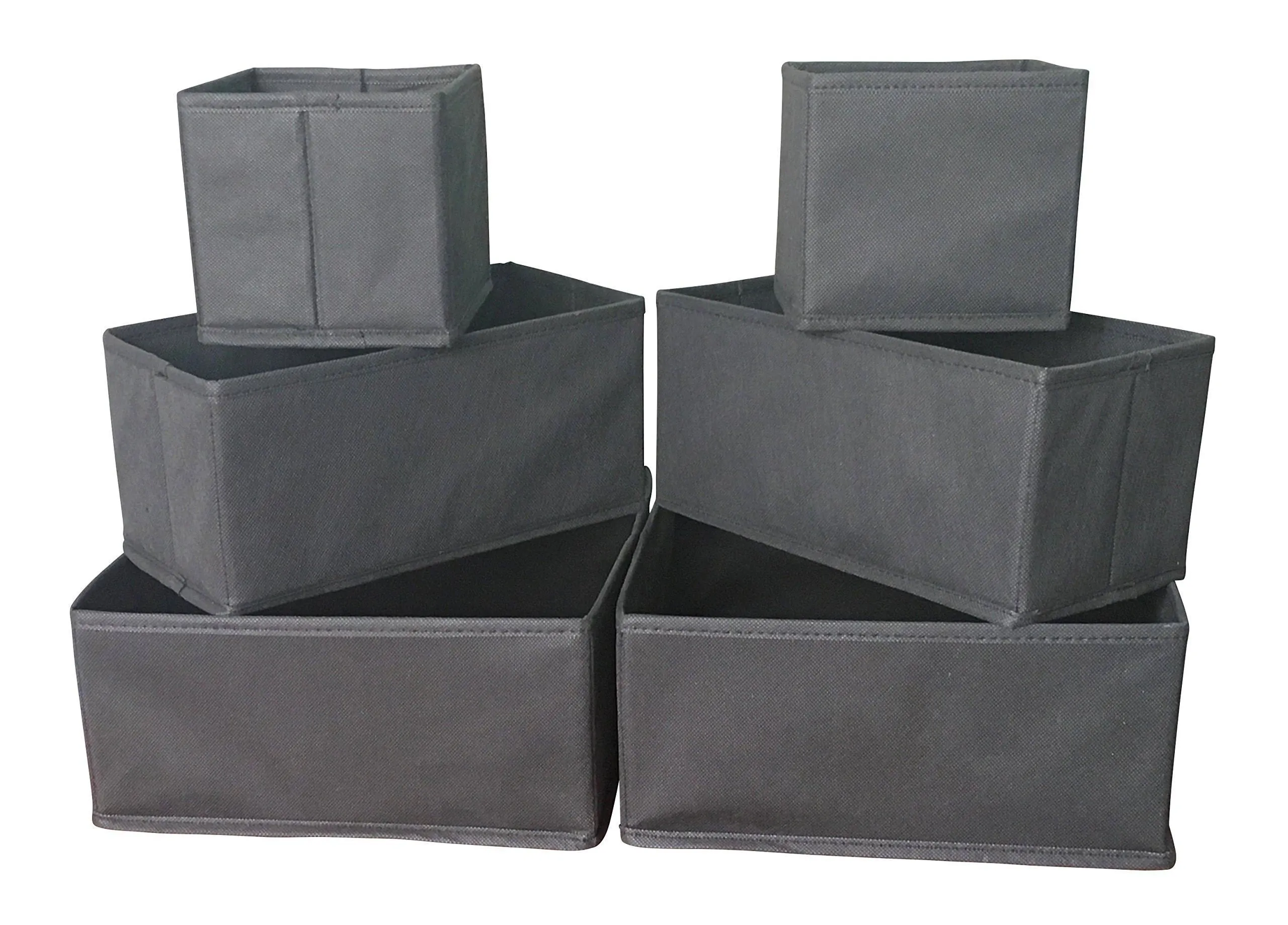 Sodynee Foldable Cloth Storage Box Closet Dresser Drawer Organizer Cube Basket Bins Containers Divider with Drawers for Underwear, Bras, Socks, Ties, Scarves, 6 Pack, Black