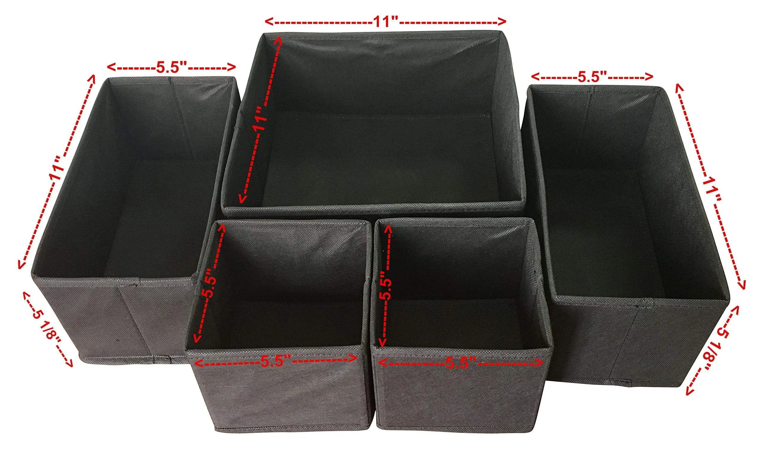Sodynee Foldable Cloth Storage Box Closet Dresser Drawer Organizer Cube Basket Bins Containers Divider with Drawers for Underwear, Bras, Socks, Ties, Scarves, 6 Pack, Black