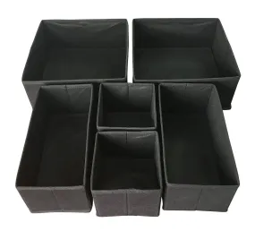 Sodynee Foldable Cloth Storage Box Closet Dresser Drawer Organizer Cube Basket Bins Containers Divider with Drawers for Underwear, Bras, Socks, Ties, Scarves, 6 Pack, Black