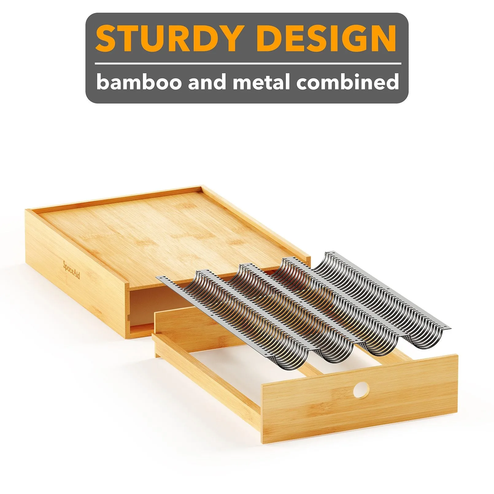 SpaceAid Bamboo Coffee Pod Organizer for Nespresso Vertuo Capsule, Compatible with 40 Big or 56 Small Vertuoline Pods (Natural)
