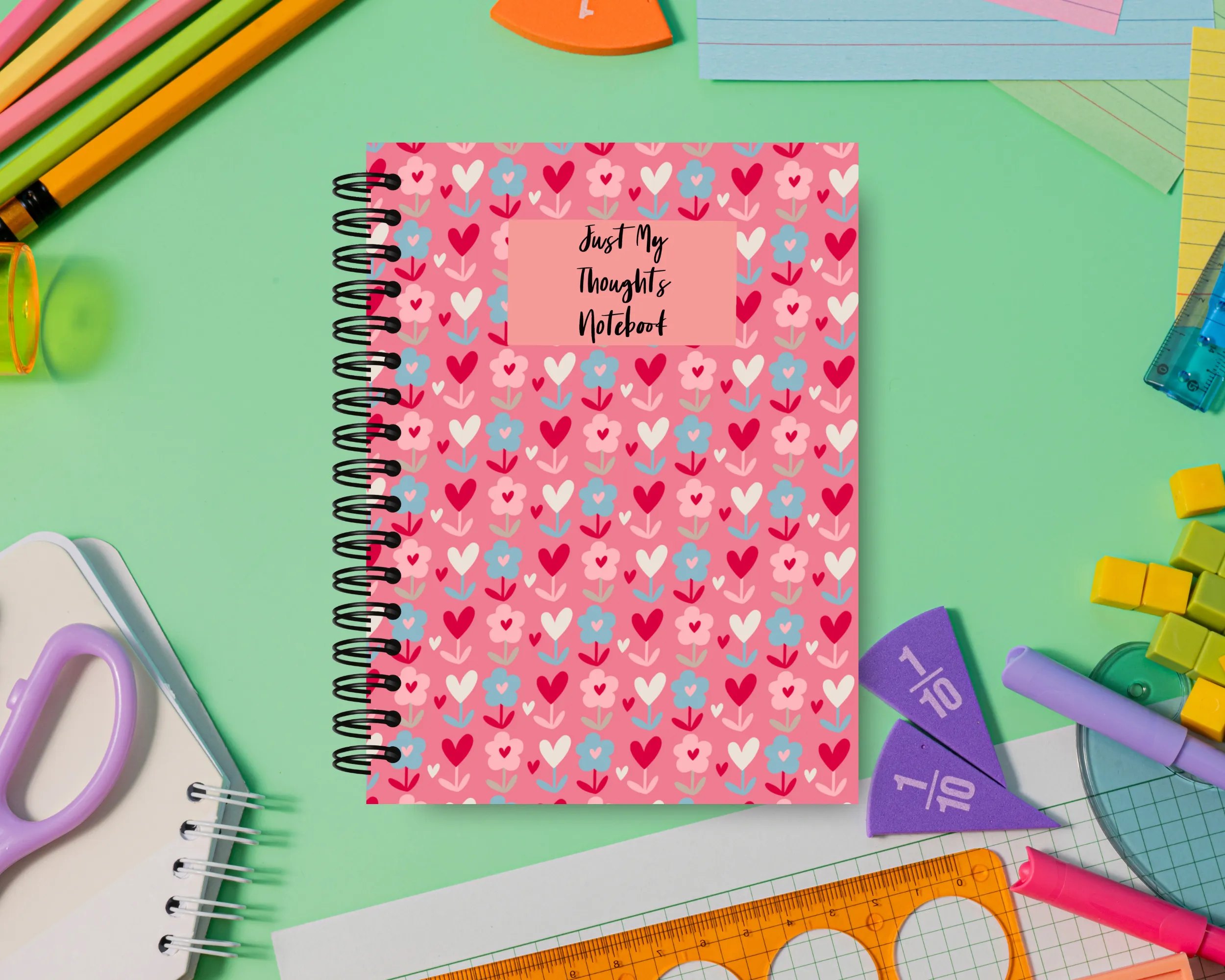 Spiral Sketchbook Journal Notebook For Women, Floral Print Spiral Sketchbook For Women 5.5"x8.5