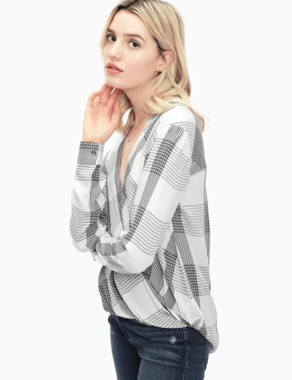 Splendid - Murray Plaid Surplice Top