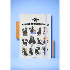 Spooky Cat A Guide To Horoscopes Cream A5 Hard Cover Notebook
