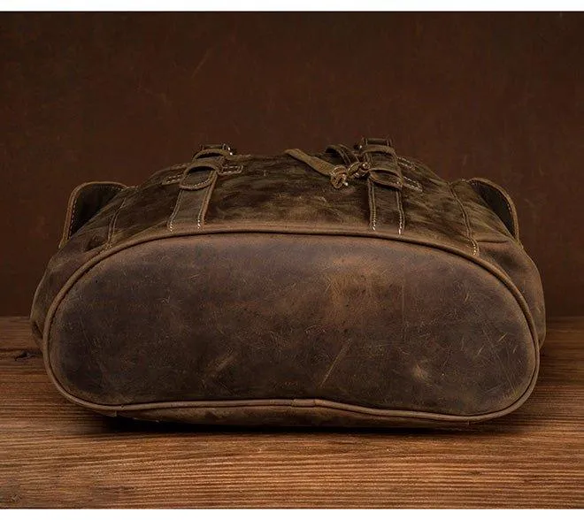Woosir Brown Backpack Leather for Laptop 17.3 Inch