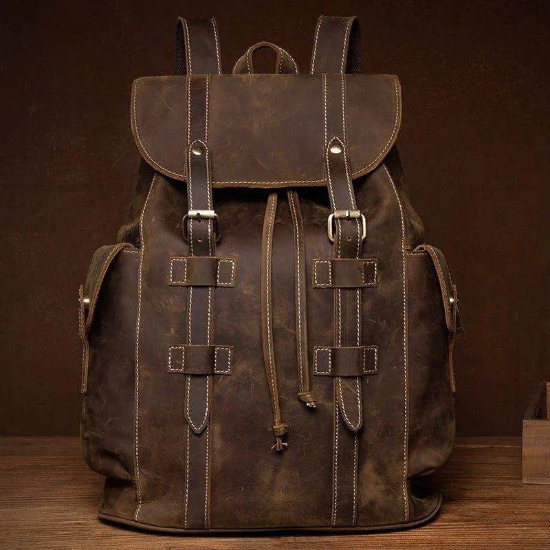 Woosir Brown Backpack Leather for Laptop 17.3 Inch